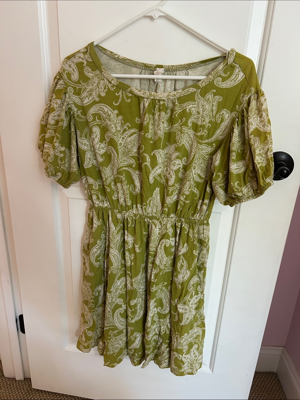 Olivia Green Paisley Short Sleeve Dress